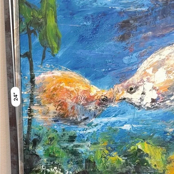 🆕 “Koi Serenity” Orig Oil Painting on Canvas Signed by Artist 🧑‍🎨 Harmony - Picture 6 of 16